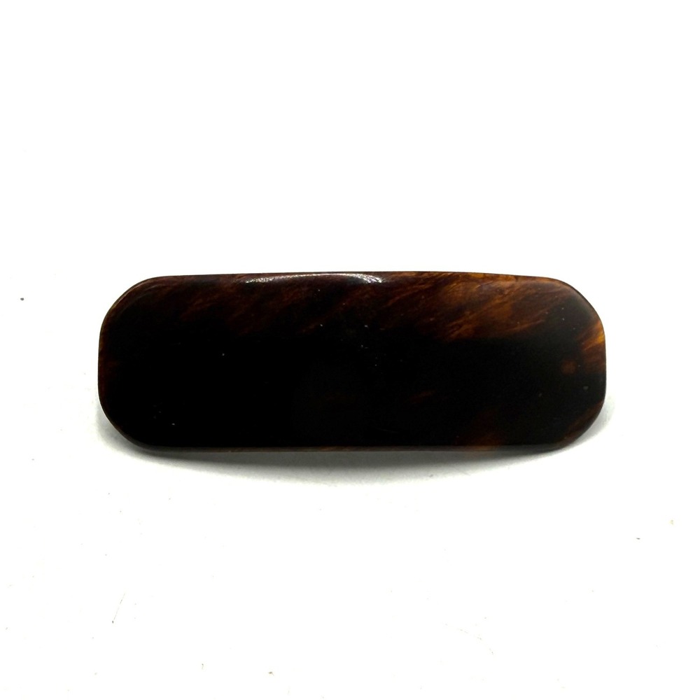Vintage Tortoiseshell Hair Barrette Dark Brown Faux Shell Spring Clip 3.25 Inch